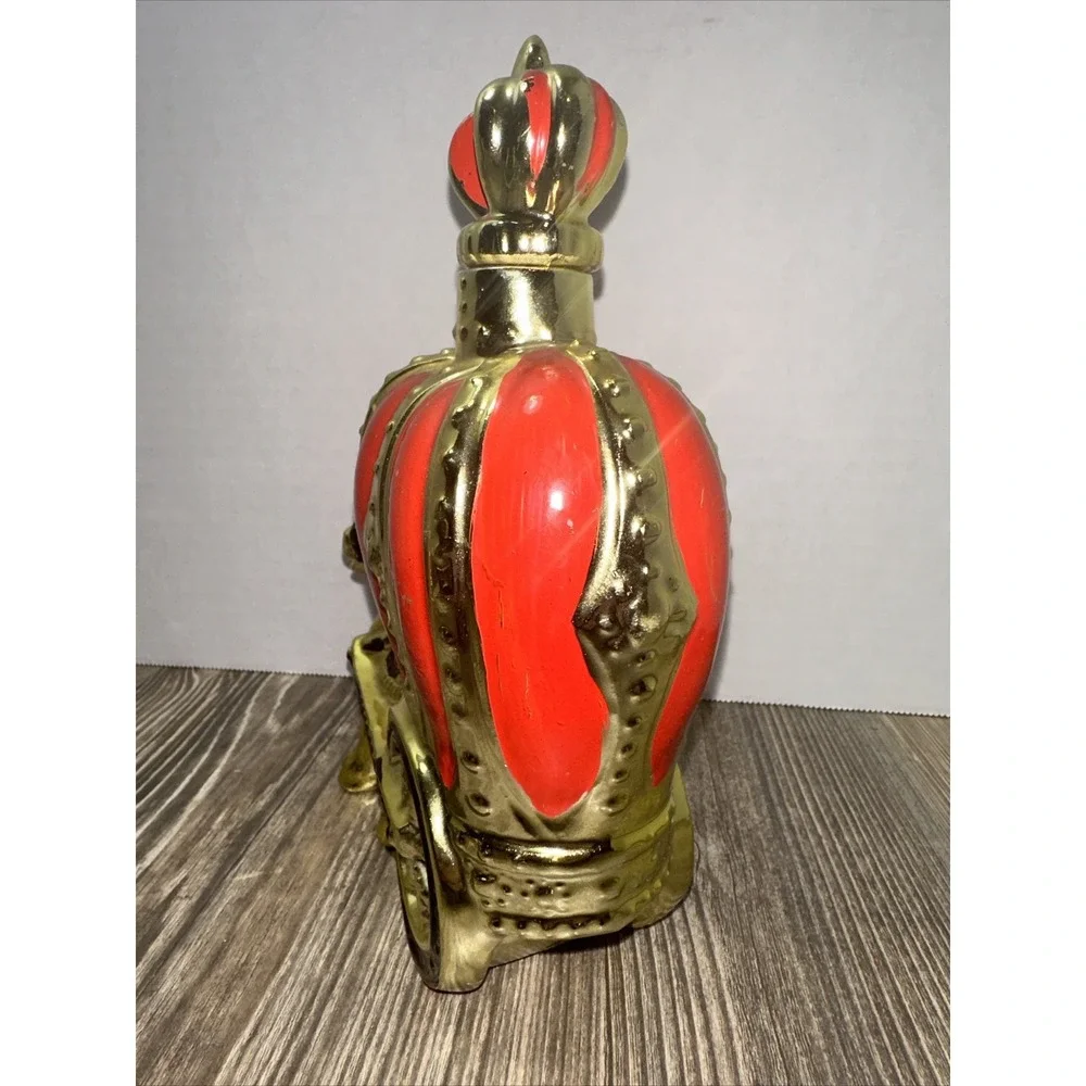 Donkey Liquor Decanter Red Gold Crown Cart Vintage Some Flaws